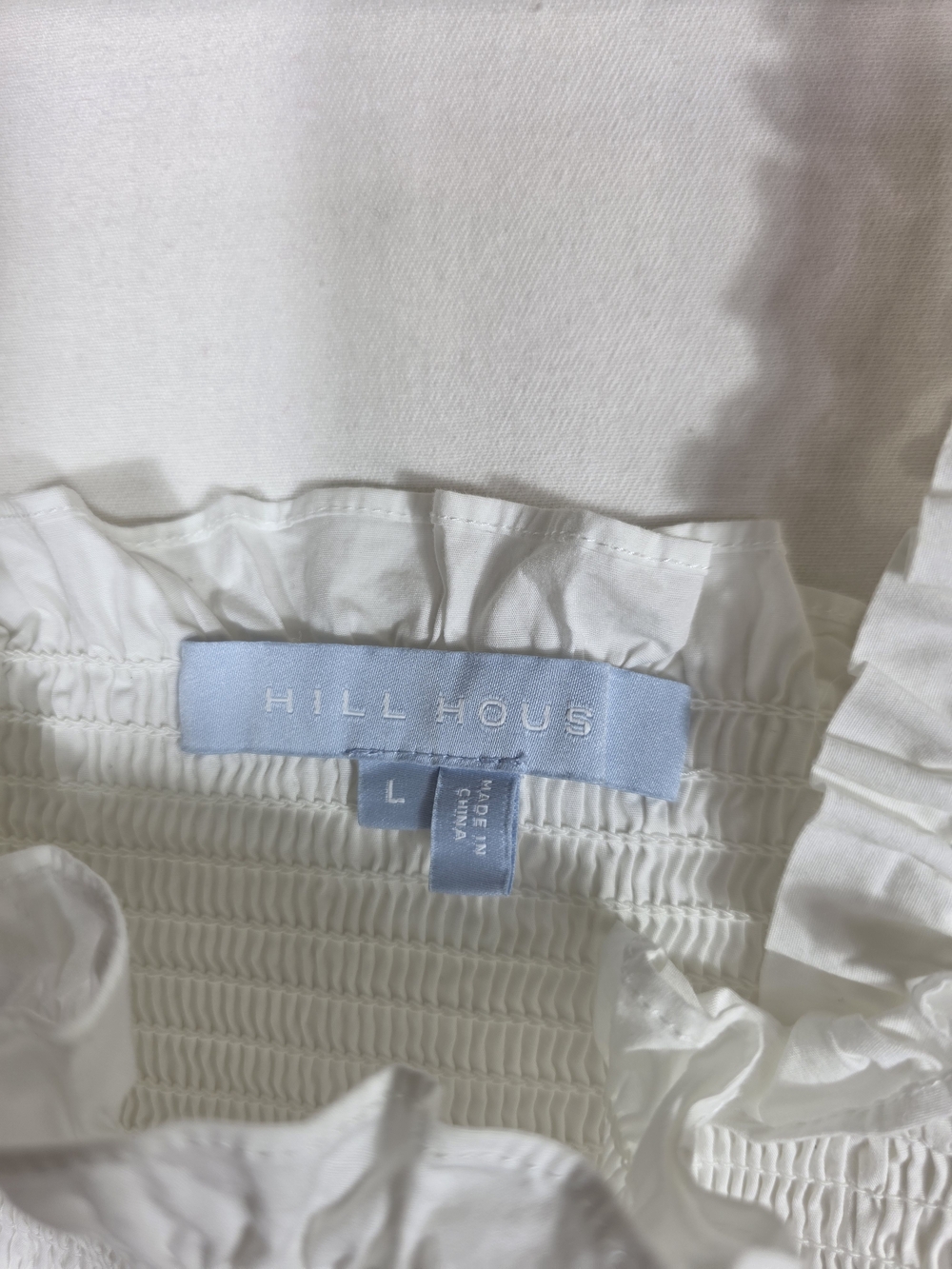 Hill House The Paz nap White Smocked Ruffle Peplum Top - Picture 5 of 11